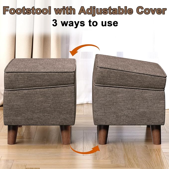 Storage Ottoman with Adjustable Cover, Soft Step Stool, Footrest and Seat - Image 5
