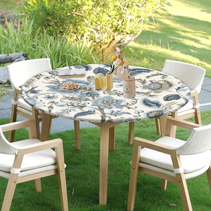 Vintage Floral Round Fitted Tablecloth - Image 7