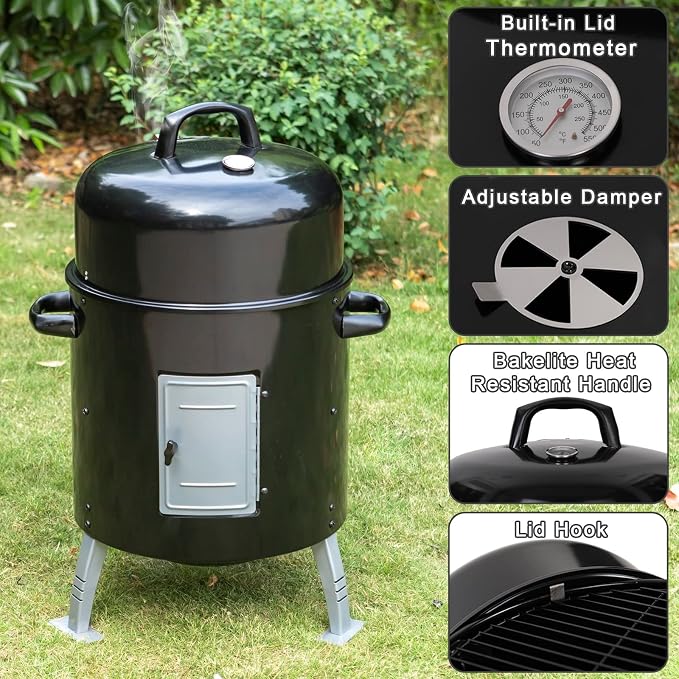 Sophia & William 17" Vertical Charcoal Smoker Grills - Image 3