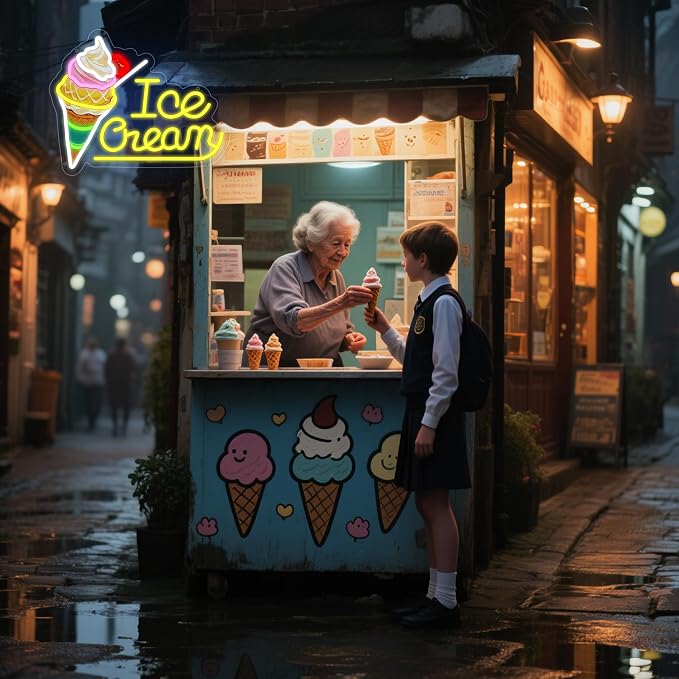 Ice Cream Neon Sign for Wall Decor, Ice Cream Led Signs, Dimmable USB Powered - Image 8