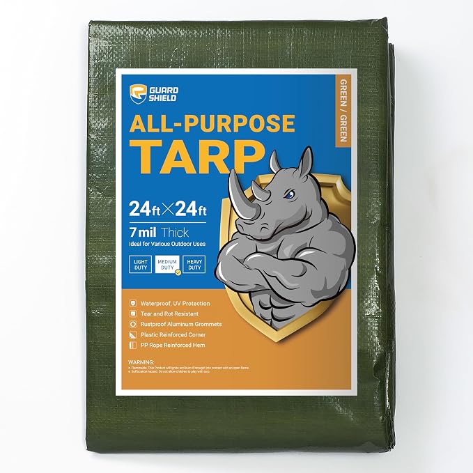 GUARD SHIELD Green Tarp Waterproof 24x24 Feet Medium Duty All Purpose Poly by GUARDSHIELD