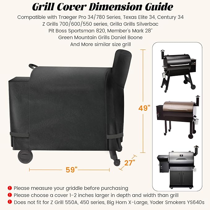 Grill Cover for Traeger Pro 34 780 Series Texas Elite Wood Pellet Replacement - Image 6
