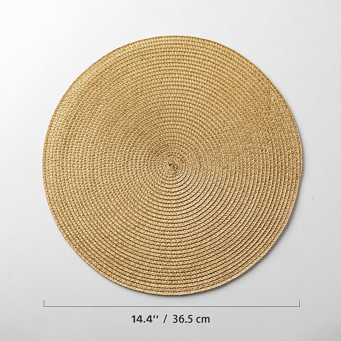 Round Placemats Set of 4 Plastic Woven Placemats Washable Wipeable Table Mats - Image 6