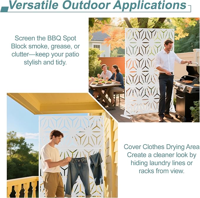 Metal Privacy Screen Outdoor Freestanding Privacy Wall Panels and Decorative - Image 4
