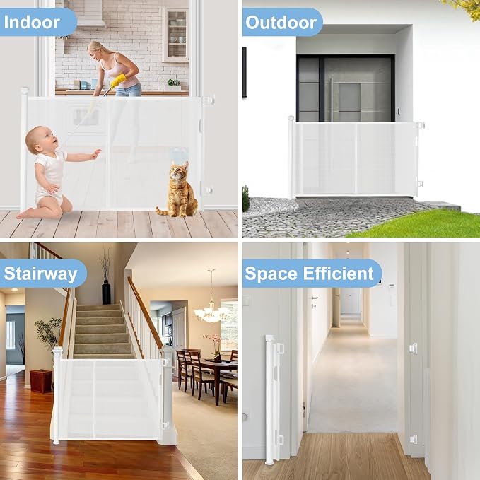 150 inches Retractable Baby Gate, 34 inches Tall Extra Wide Safety Gate - Image 7
