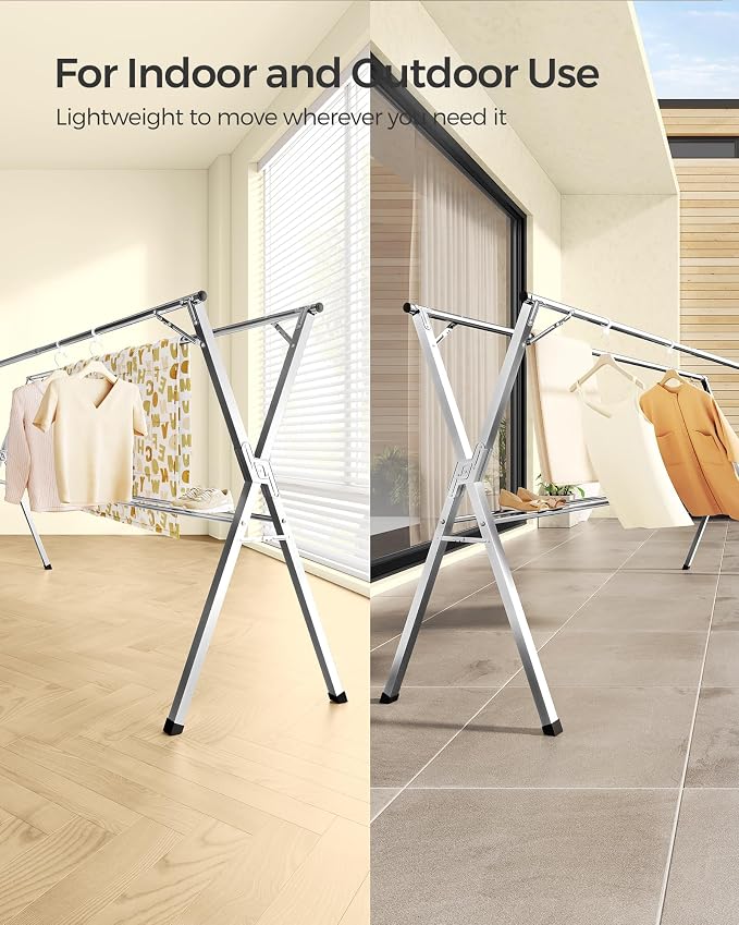 SONGMICS Clothes Drying Rack, Heavy-Duty Laundry Drying Rack, 52.4-78.7 Inches - Image 5