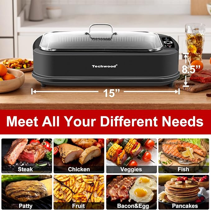 Techwood Indoor Grill Smokeless Grill, Electric Korean BBQ Grill - Image 2
