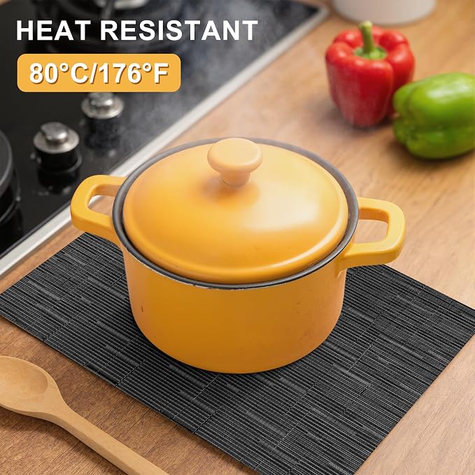 Table Mats Set of 8, Vinyl Table Place Mats Stain Resistant Foldable Placemats - Image 3