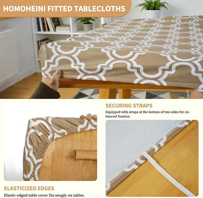 Rectangle Picnic Table Cloth, Elastic Waterproof Fitted Vinyl Tablecloths - Image 2
