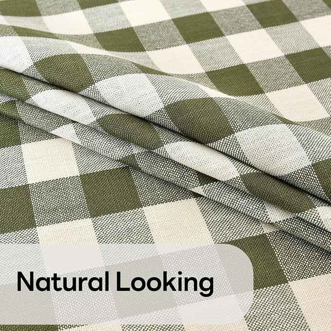 Gingham Table Cloth for Round Tables Green Checkered Plaid Tablecloth Heavy - Image 4