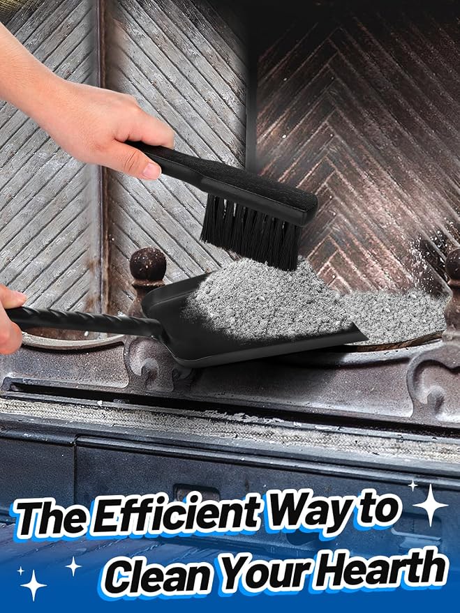 Aulock Heavy-Duty Metal Fireplace Ash Shovel and Brush Set, Upgraded Coal - Image 2