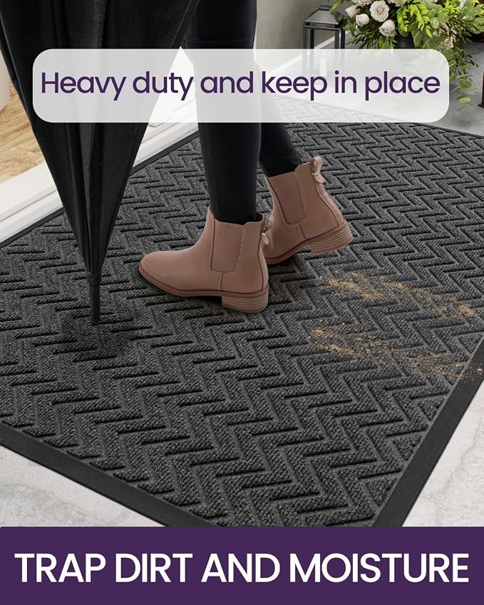 DEXI Front Door Mat Outside Entrance, Rubber Entry Doormat Heavy Duty, Welcome - Image 5