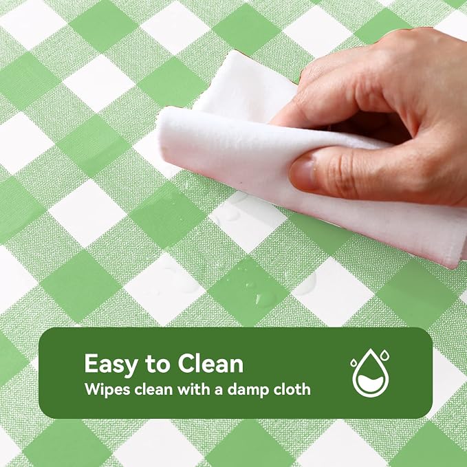 Romanstile Square Vinyl Tablecloth, 100% Waterproof Buffalo Gingham Plastic - Image 3