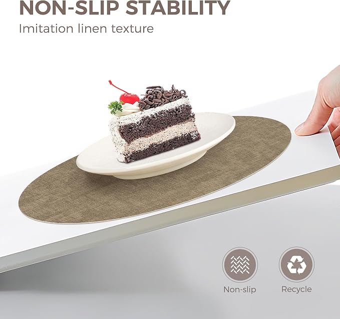 13" Round Placemats Set of 6, NCUE Dual-Sided Faux Leather Heat Resistant Table - Image 3