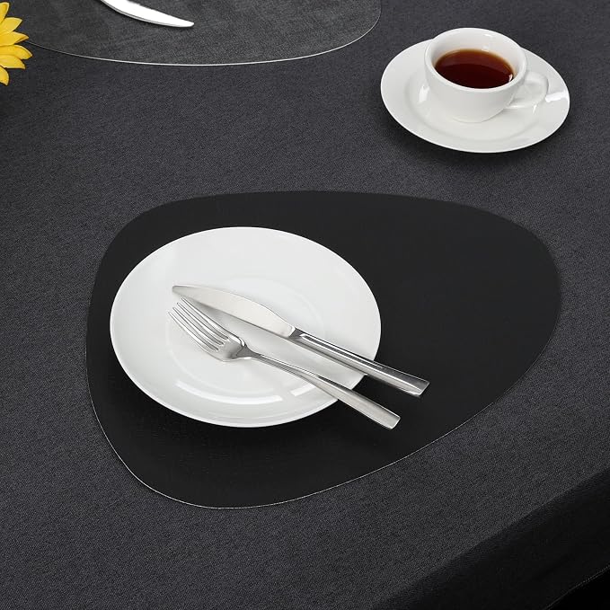 Placemats and Coasters, Washable Reversible Placemats Round Faux Leather - Image 8