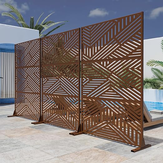 Casaphoria 72" H x 47" W Metal Outdoor Privacy Screen, Freestanding Decorative - Image 3