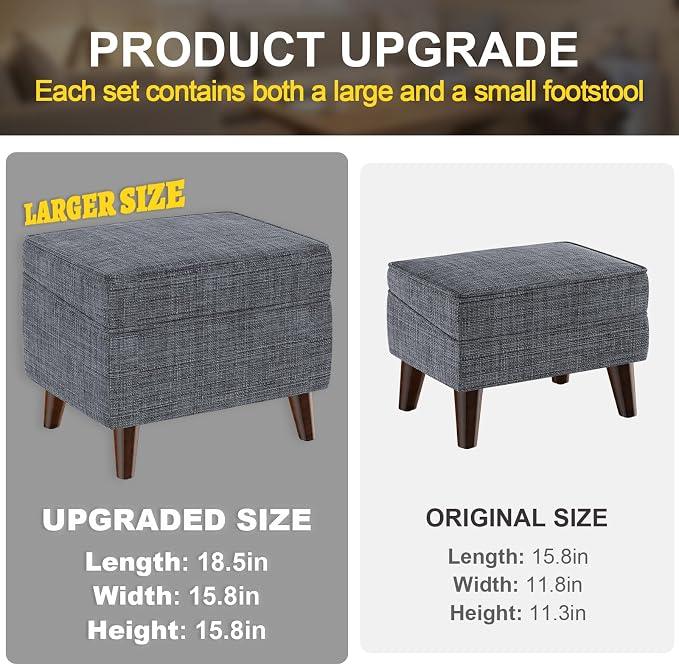 Storage Ottomans with Adjustable Cover, Step Stool, Footrest and Seat, Ottoman - Image 2