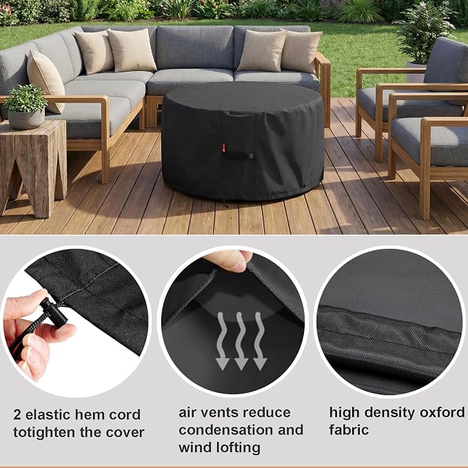 SheeChung Round Gas Fire Pit Cover-Fits 27”-30“ Solo Stove Yukon, Waterproof - Image 5