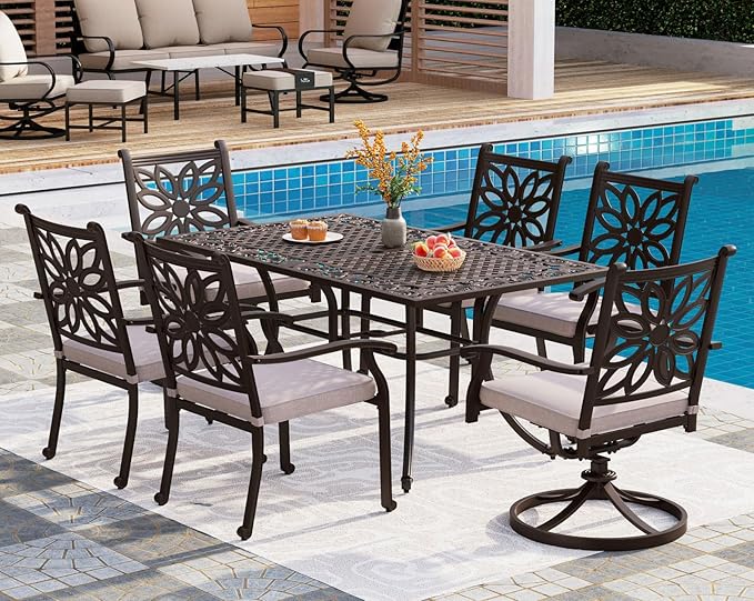 PHI VILLA Cast Aluminum Patio Dining Set by PHIVILLAThepioneerofcomfortablehouseholdsupplies