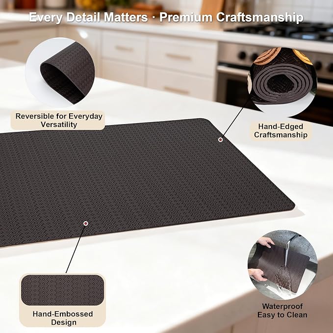 Faux Leather Placemats Set of 6 – 17x12 Inch Vinyl Table Mats, Heat Resistant - Image 4