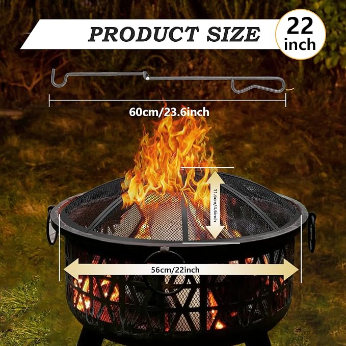 Fire Pit Spark Screen, 22 Inch Diameter Fire Pit Screen - Image 2