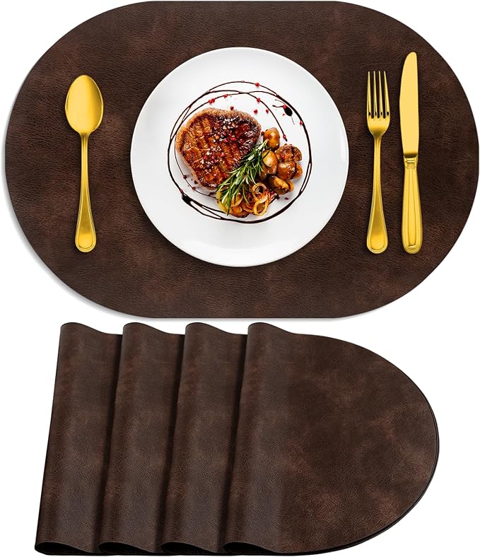 ADRIMER Placemats, Heat Resistant Oval Placemats Set of 4 Washable 12 x 17 Inch by Adrimersdreamistobeanindispensablecompanioninyourlife
