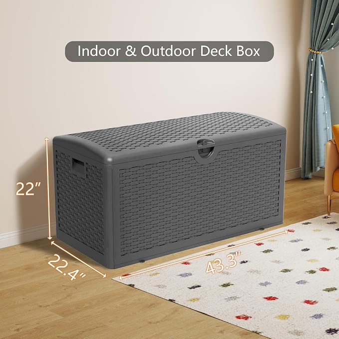 80 Gallon Pro Resin Deck Box, Waterproof Outdoor Storage Bin - Image 6