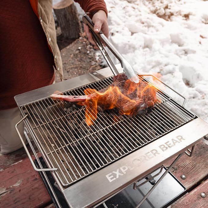 Explorer Bear 20" Stainless Steel Foldable Takibi Fire & Grill - Image 9