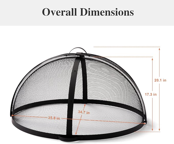 SUNCREAT Heavy-Duty Fire Pit Screen, Steel Mesh Round Spark Screen - Image 6