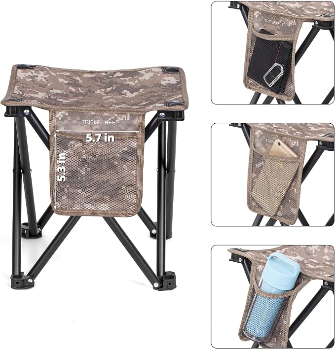 Triple Tree 2 Pack Folding Camping Stool, 13.8 Inch Small Portable Lightweight - Image 4