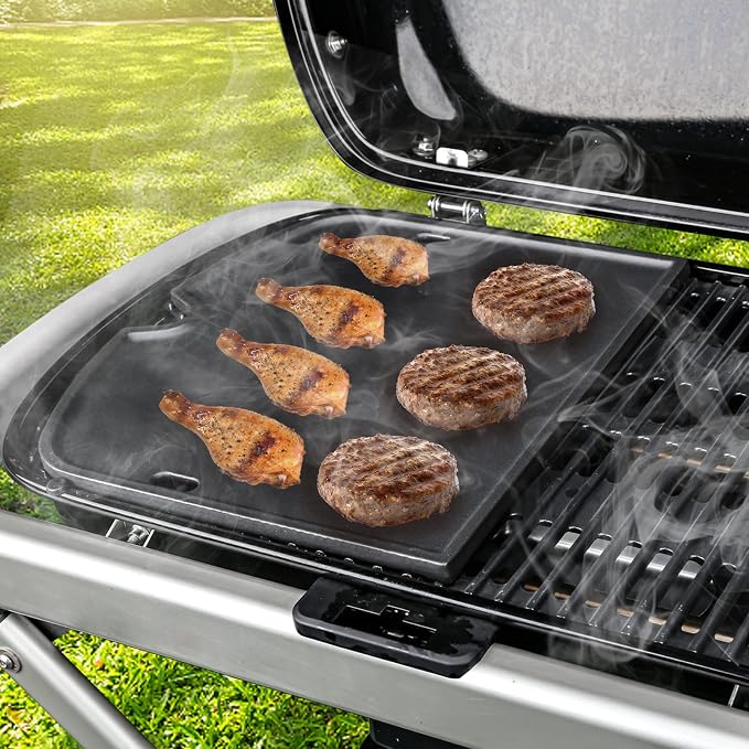 Uniflasy Cast Iron Griddle for Weber Traveler Portable Gas Grill, fits Weber - Image 4