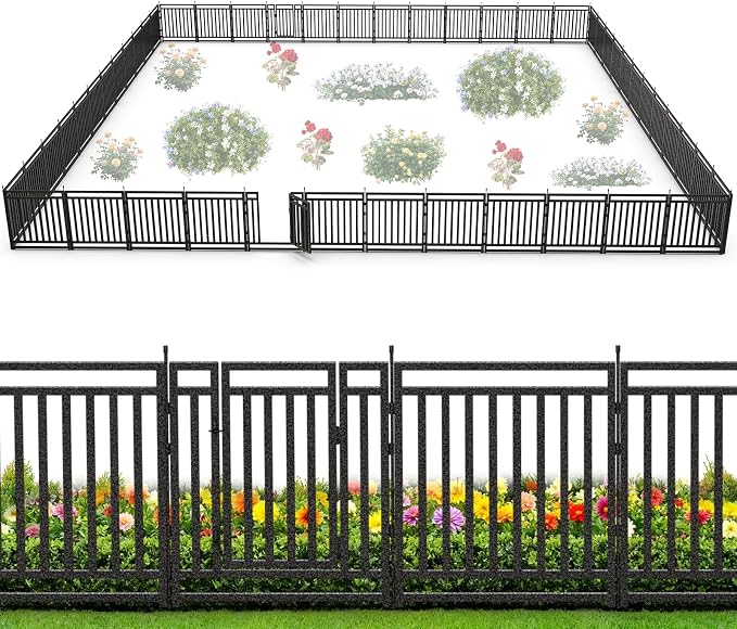 Garden Fence 40in x 108ft, 42 Panels + 6 Gates, Durable Outdoor Yard Barrier by Petorldog