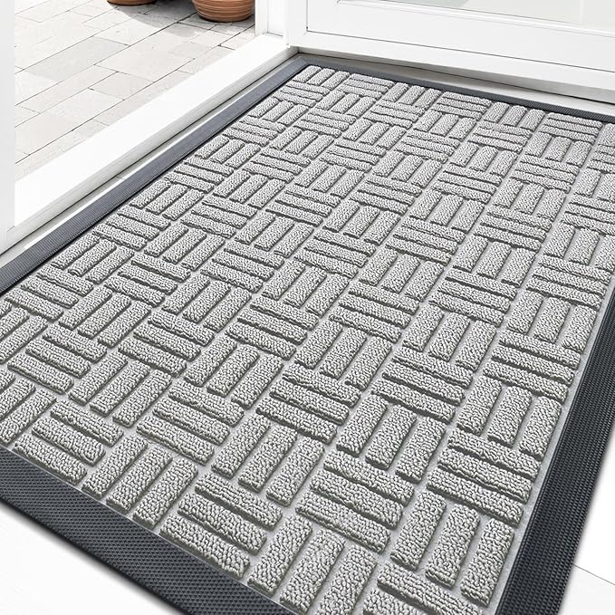 OLANLY Front Door Mat Outside Entrance 35x23, Heavy Duty Sturdy Natural Rubber by OLANLY