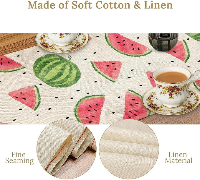 Watermelon Table Runner, Spring Summer Watermelon Theme Table Runner - Image 3