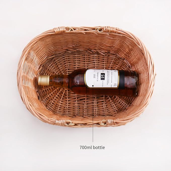 Wicker Picnic Basket with Handles, Handwoven Gift Basket, Shopping Basket - Image 7