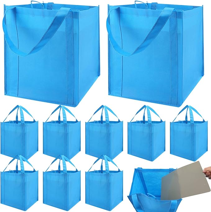 NERUB Set of 10 Reusable Grocery Bags Heavy Duty Shopping Bags Large Grocery by NERUB