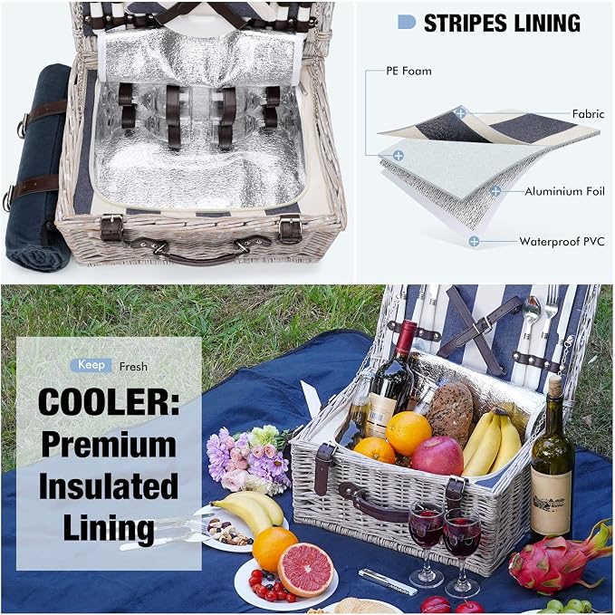 Picnic Basket Sets for 4 Persons - Image 4