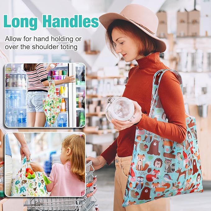 Eccliy 24 Pieces Reusable Grocery Bags Polyester Shopping Bags - Image 3