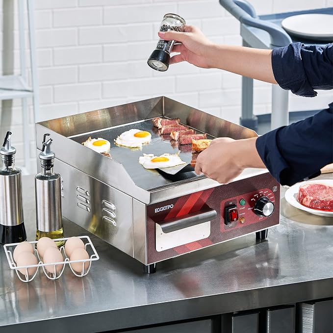 EGGKITPO 14 Inch Electric Griddle, Non-Stick Flat Top Grill Commercial Electric - Image 3