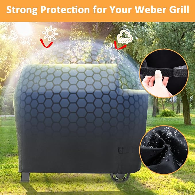 Grill Cover for Weber Searwood XL 600 Pellet Series, Waterproof Smoker Cover - Image 5