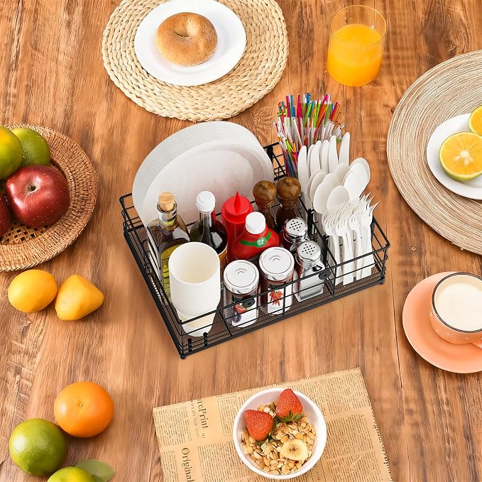 Grill Caddy with Paper Towel Holder, Picnic BBQ Condiment Utensil Organizer - Image 9