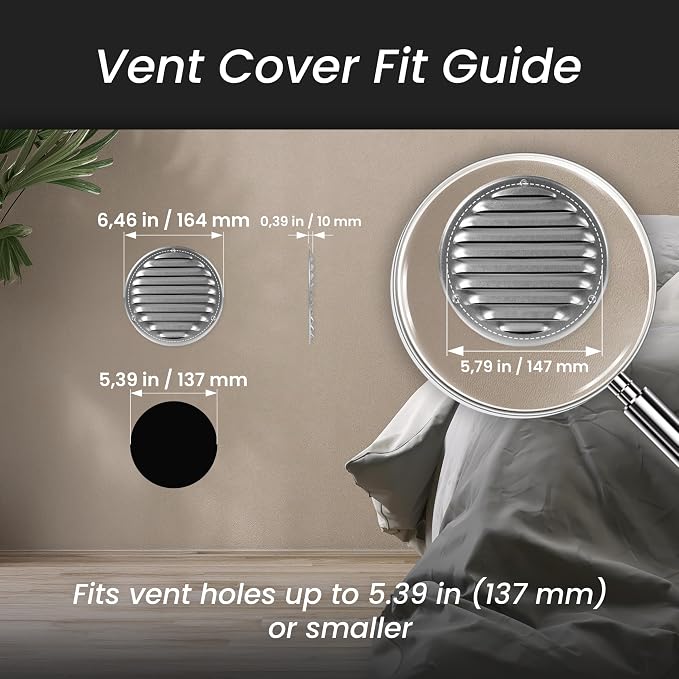 Repa Market 5 Inch Round Air Vent Cover/Galvanized Steel Louvered Grill Cover - Image 3