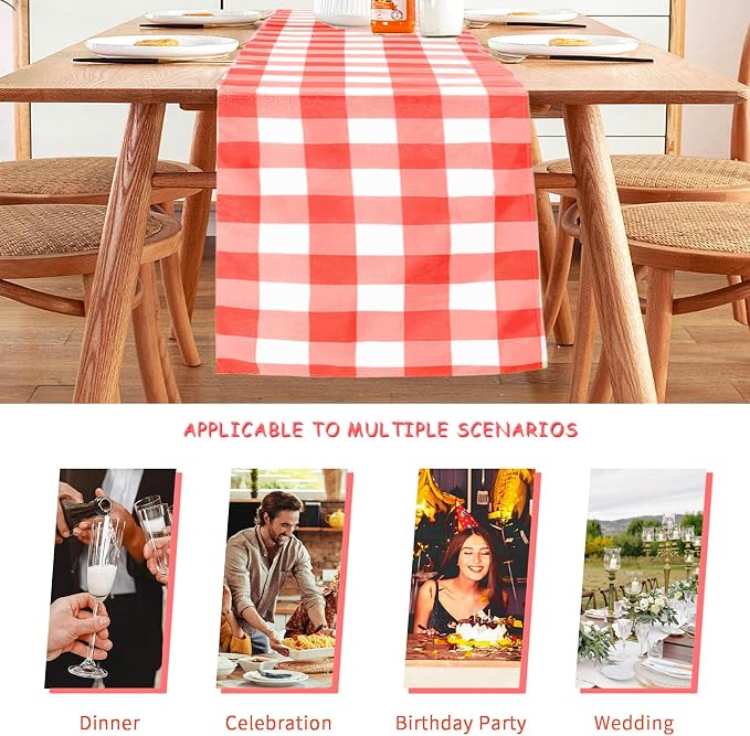 Fabric Checkered Table Runner 12 Pack Waterproof Gingham Table Runner 14W x - Image 3