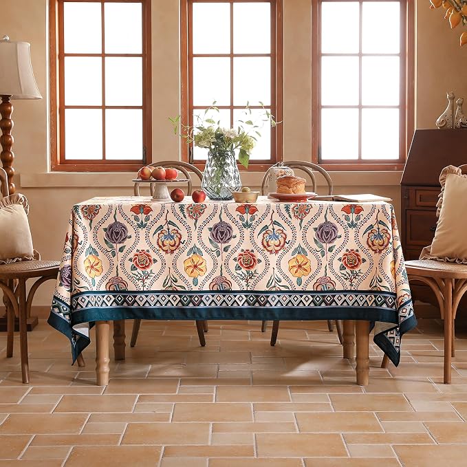 Vintage French Small Square Tablecloth, Linen Durable Tablecloth - Image 8