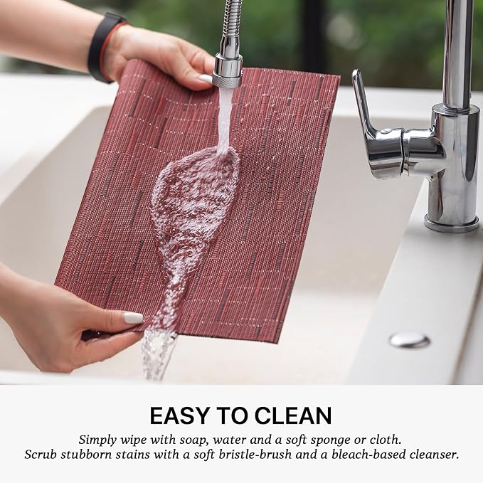LEXMORE Placemats Set of 6 Vinyl/Plastic Woven Place Mats - Image 4