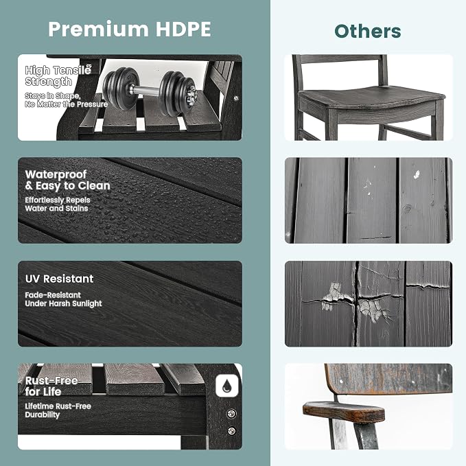 Pamapic 7 PCS Outdoor Dining Set, Spacious HDPE Outdoor Table and Chairs - Image 4