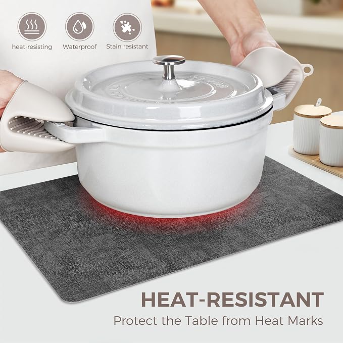 Vinyl Placemats Set of 6, Faux Leather Waterproof and Heat Resistant Place Mats - Image 2
