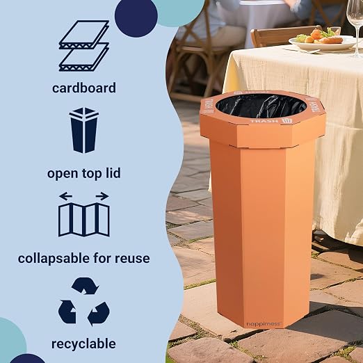 Eyely MPH1300B-SET2 Sal 25-Gallon Disposable Corrugated Cardboard Event Trash - Image 2
