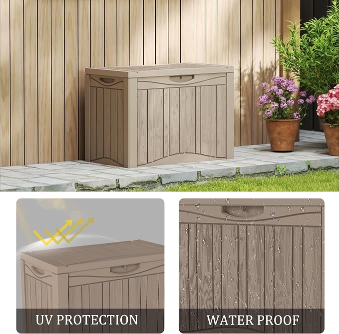 50 Gallon Plus Resin Deck Box, Waterproof Outdoor Storage Box - Image 5
