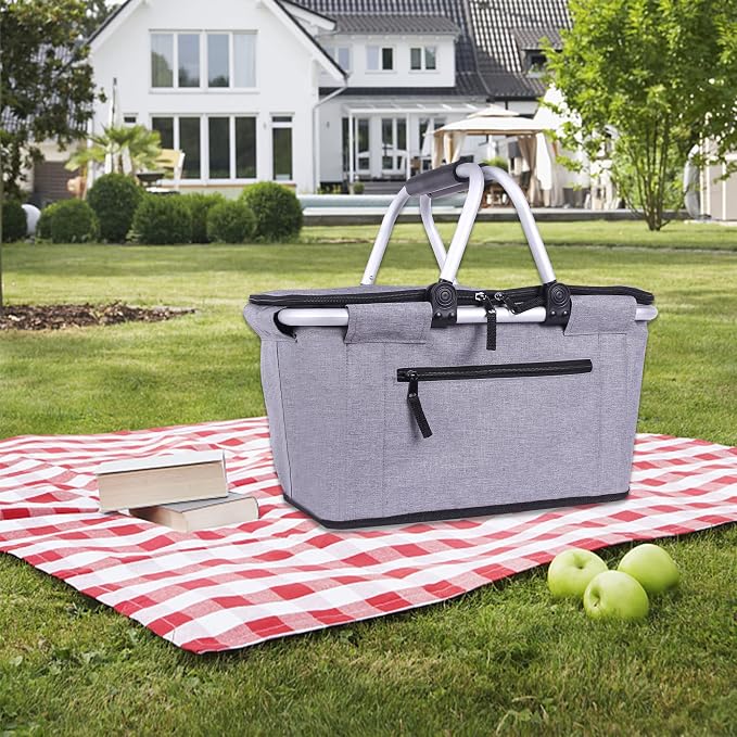 Picnic Basket, SIYUAN Collapsible Shopping Basket Insulated - Image 7